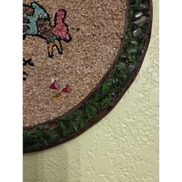 Vintage Upcycled Broken Glass & Pebble Art Picture Handmade Chicken Hen Kitsch - Picture 6 of 16